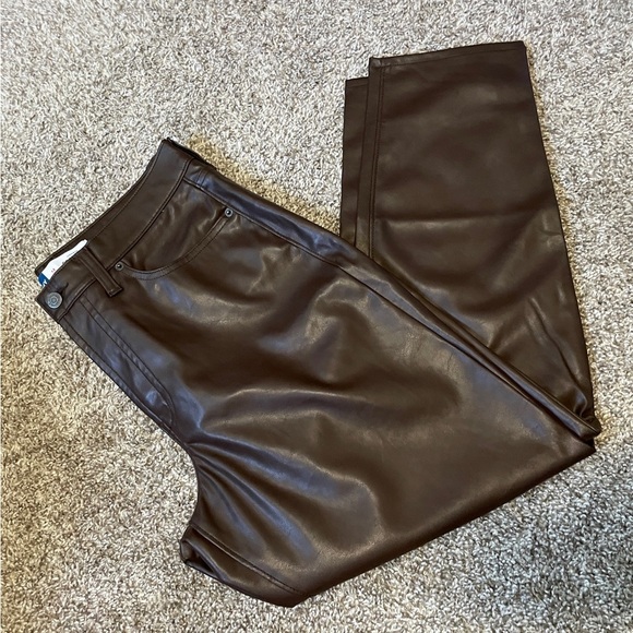 Old Navy | High-Waisted OG Straight Faux-Leather Ankle Pants | Chocolate Brown - Picture 2 of 10